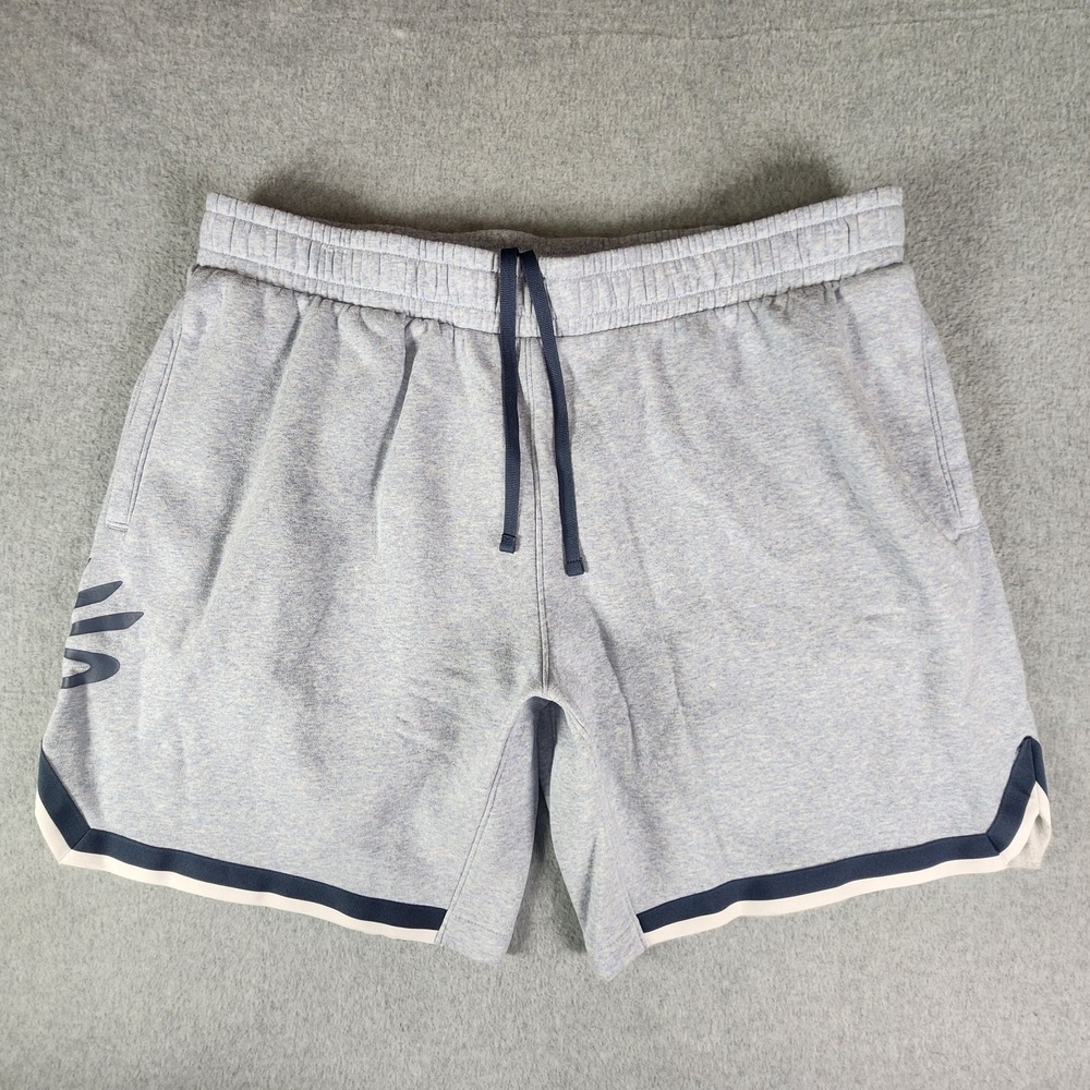 Under Armour Curry Fleece Shorts Mens 2XL 40x9 Heather Blue Pockets‎ 1374302-465
